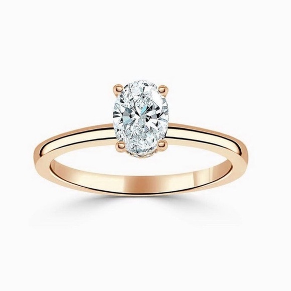 GRA certified 14k Solid gold 1ct D color oval cut Moissanite Solitaire Ring - Picture 11 of 15